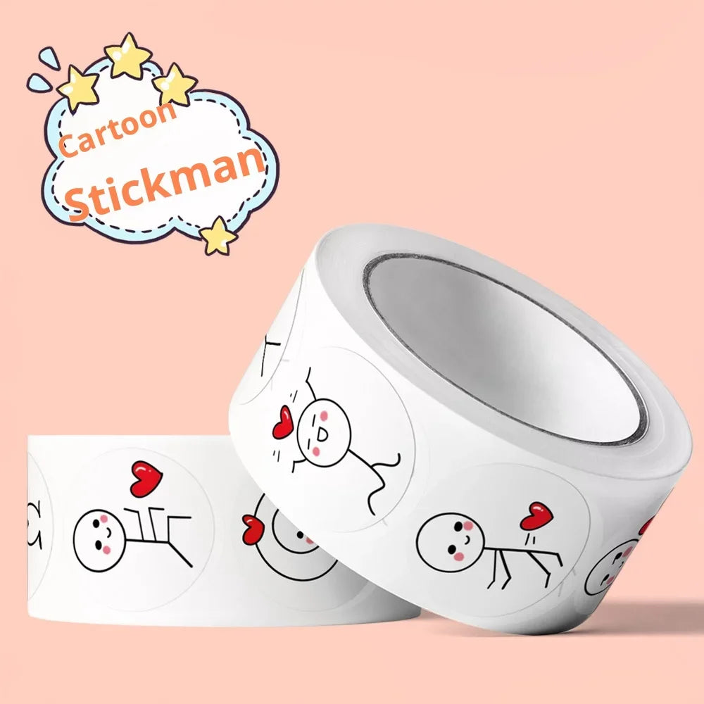 500PCs Cartoon Reward Sticker Roll Cute Love Labels Valentine's Day Sticker for Wedding Gift Decor Envelope Sealing Scrapbooking