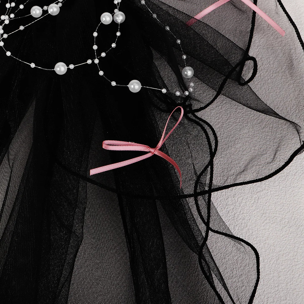 Double Layer Mesh Tulle Solid Color Women Short Wedding Veil with Clip Ribbon Edge Center Cascade Bride Headpiece Party