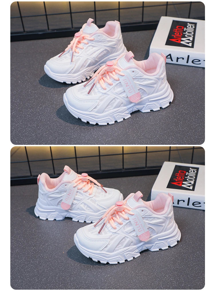 Girls Sneakers 2024 Children Casual Shoes Mesh Platform Designer Tennis Sneaker 6 To 12 Years Kids Sports Shoe for Girl