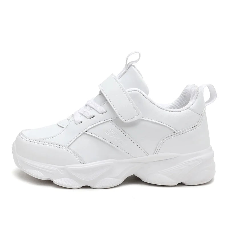 Children Shoes Kids Casual Sneakers Black Pu Leather Sports Shoes for Boy Girls White Shoes School Running Tennis Sneaker