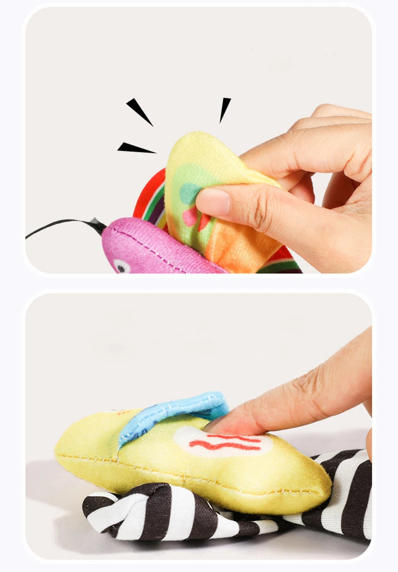 Baby Wrist Rattles Socks Newborn Animal Socks Infants Foot Finder Wrist Strap Baby Socks Sensory Toys Baby Toys 0-12 Months Gift