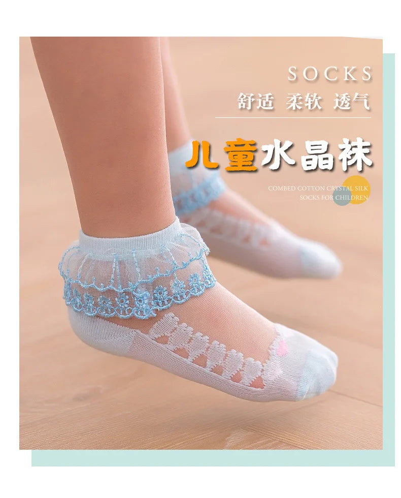 1 Pair Soild Color Thin Lace Mesh Socks for Baby Children Girls Summer Dresses Paired with Princess Socks Baby Clothing