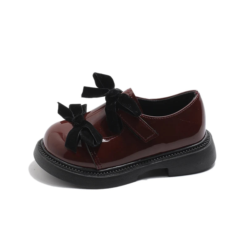 Children Leather Shoes Spring New Princess Shoes for Girls Wine Red Versatile Kids Fashion Wedding Party Mary Jane Shoes Glossy