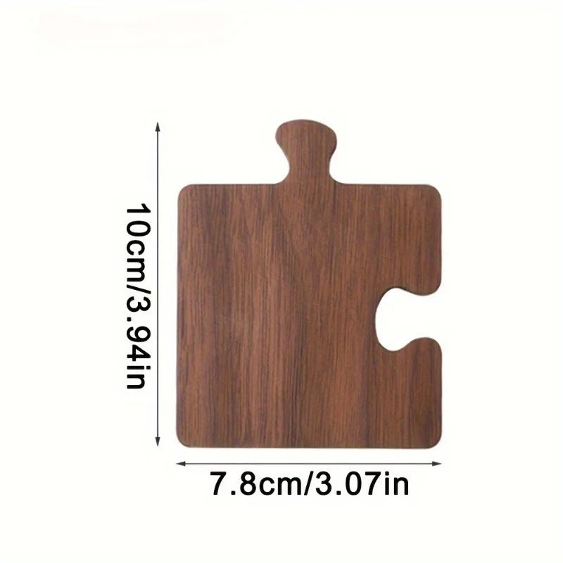 1pc Puzzle Shaped Mat - Protects Tabletops and Enhances Home Decor with Natural Wood Coaster for Drinks, Beverages, and Coffee