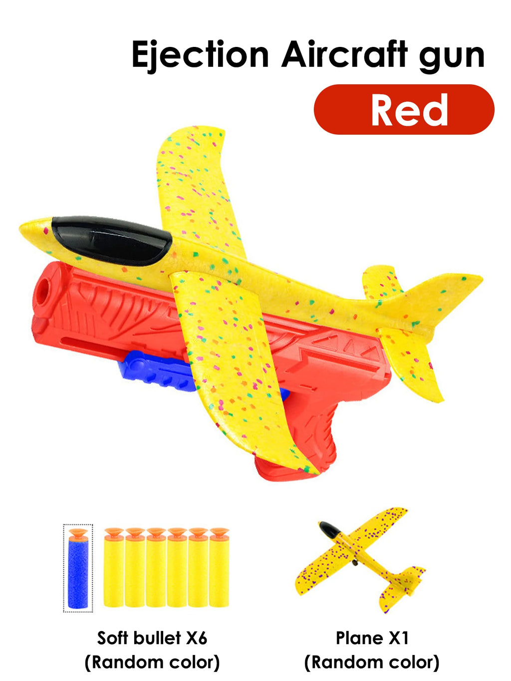 Children's outdoor three in one foam soft elastic toy gun, hand thrown ejection aircraft suit, foam aircraft color random