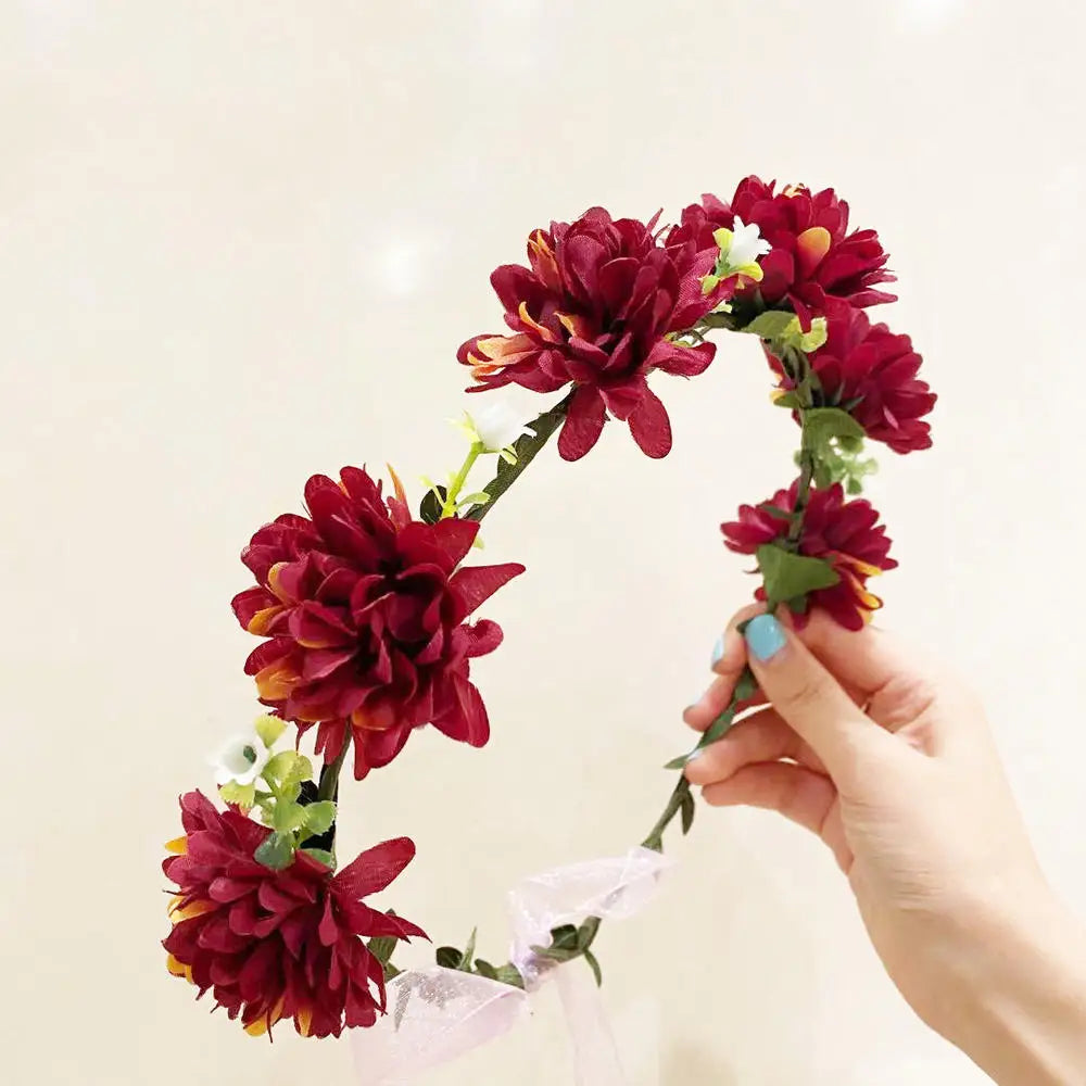 Women Wedding Flower Headband Girls Boho Flowers Headwear Children Headbands Hair Accessories Bride Wreath Beach Garland