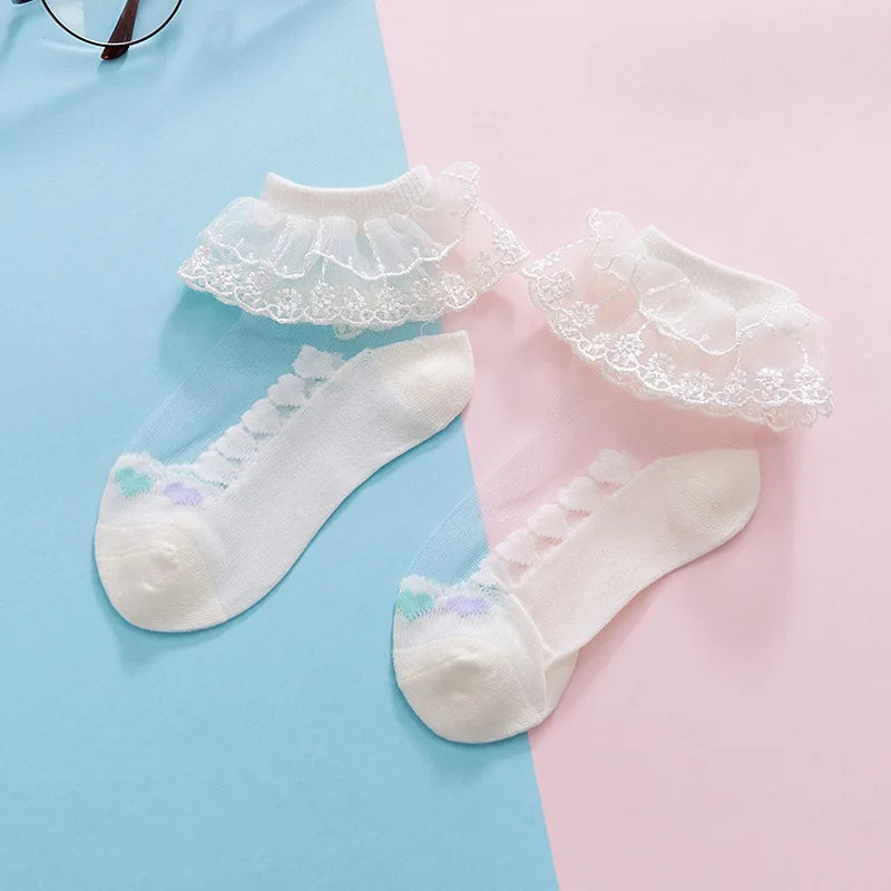 1 Pair Soild Color Thin Lace Mesh Socks for Baby Children Girls Summer Dresses Paired with Princess Socks Baby Clothing