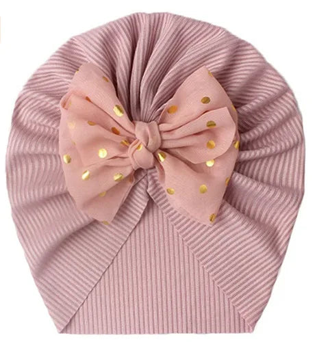 Cute Bow Baby Turban Hat Soft Elastic Kids Beanie Spring Summer Breathable Solid Color Baby Girl Bonnet Hats for Newborn Infant