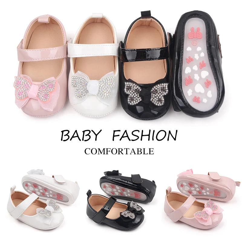 Baby Girl Shoes for 0-1 Years Toddler Spring and Summer Princess Shoes Mary Jane Butterfly Baby Shoes