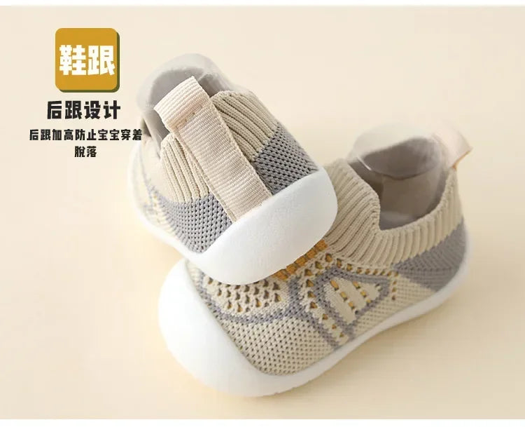 Baby Shoes Anti-slip Breathable Infant Crib Floor Socks with Rubber Sole for Children Girls Boys Mesh Shoes Soft Bottom Slippers