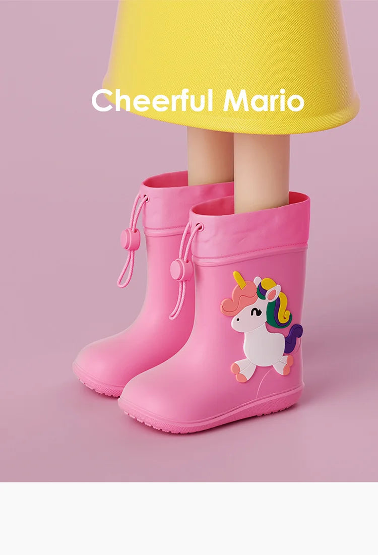Kids Girl Boy Rain Boots Waterproof Toddler Rainboots Children's Shoes Rubber Boots Kids Baby Cartoon Dinosaur Water Shoes Boots