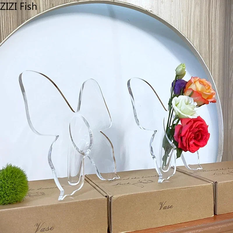 Creative Butterfly Vase Flowers Pot Desk Decoration Flower Arrangement Butterfly Decorative Floral Vases Room Aesthetic Decor