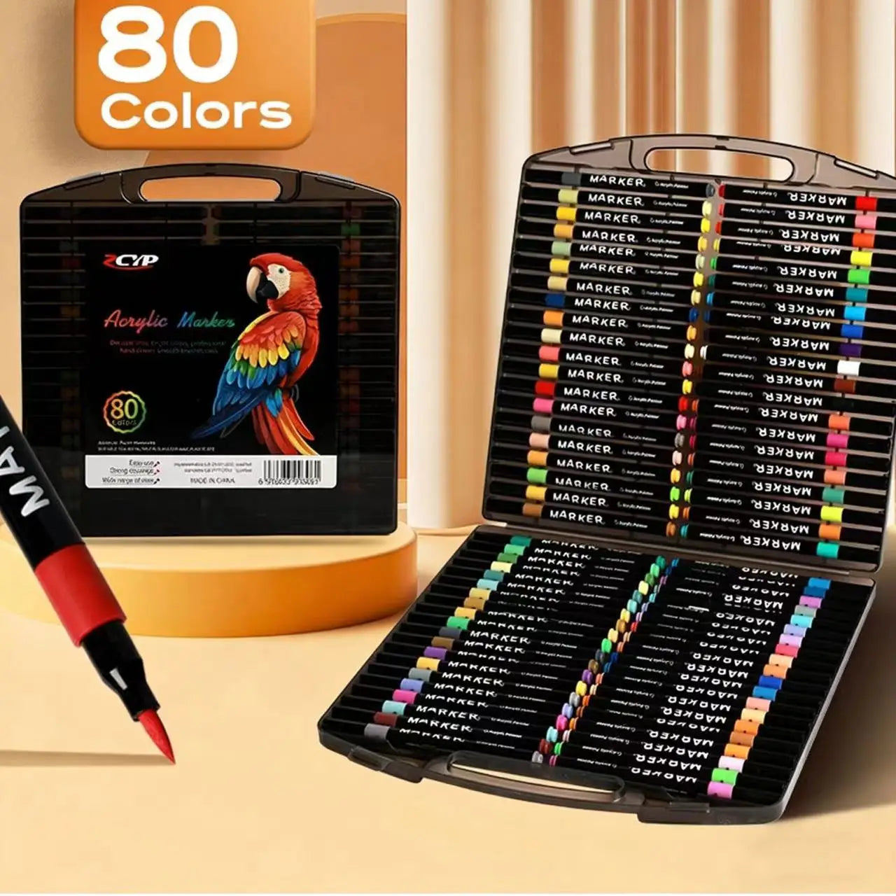 Acrylic Paint Markers with12/48/60/80Colors, Suitable for Rock, Glass, ArCeramics, Perfect for Crafts And SchoolSupplies