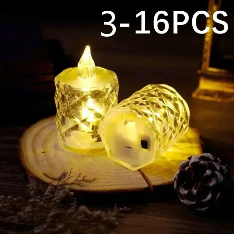 LED Crystal Candle Light Flameless LED Light Electronic Candle Lamp For Dating Party Holiday Home Wedding Atmosphere Decoration
