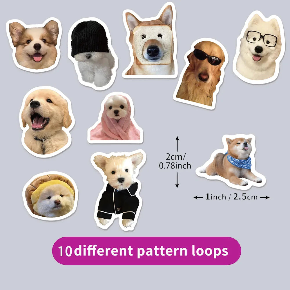 500PCS Ten Different Dog Funny Roll Stickers Small Pattern DIY Phone Case Notebook Skateboard Waterproof Stickers