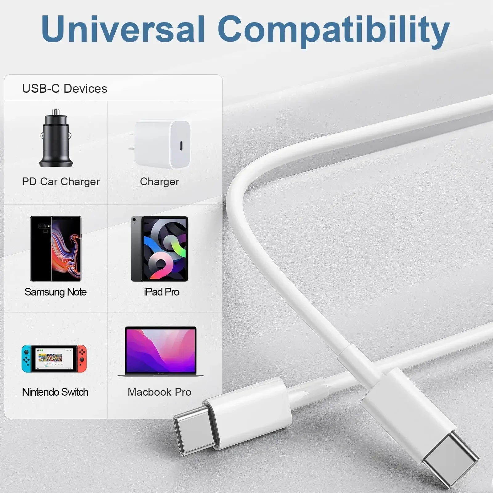 Type USB C to C Fast Charging Cable 1M/3FT 2M/6FT For Android Smart Phone IPhone 15 16 And Tablet PC