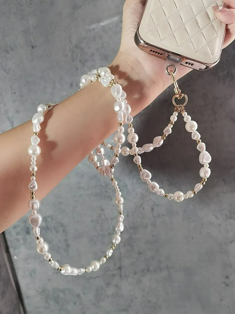 Pearl Crossbody Lanyard Women's Ins Outdoor Travel Mountain Climbing Fashion Back Chain Mobile Phone Lanyard Xiaoxiangfeng