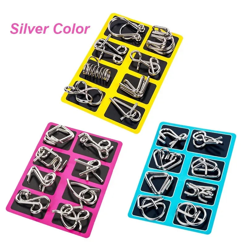 8 Pcs Metal Wire Puzzle Set, Brain Teaser IQ Logic Games for Adults, Challenging Montessori Mind Puzzles for Focus & Skill Train