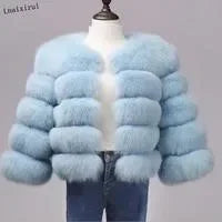 Women Autumn Winter Imitation Fox Fur Faux Fur Coat Women's Short Long Sleeve Fur Artificial Fur Coat