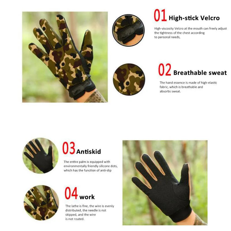Fishing Gloves Summer Breathable Outdoor Riding Gloves Man Lady Light Bicycle Non-Slip Gloves Full Finger Fingerless