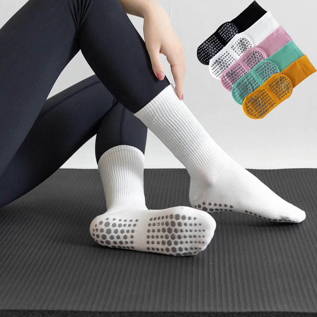 1Pair Yoga Socks for Women Nylon Pure Cotton Non Slip Section Bandage Sports Ballet Dance Sock Moisture Absorption Perspiration