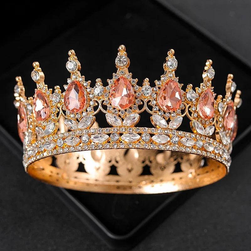 Baroque Crystal Tiaras And Crowns Rhinestone Prom Diadem Headband Crown Bridal Wedding Hair Accessories Jewelry Crown Tiara Gift