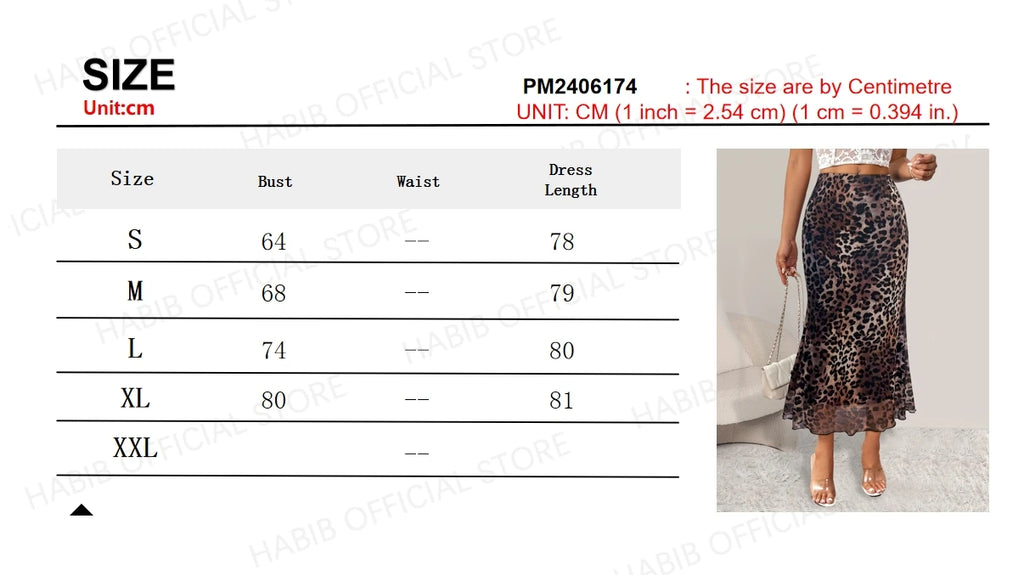Women's Half Skirt Classic High Waisted Office Female Loose A-line Skirt Fashionable and Elegant Leopard Print Ladies Long Skirt