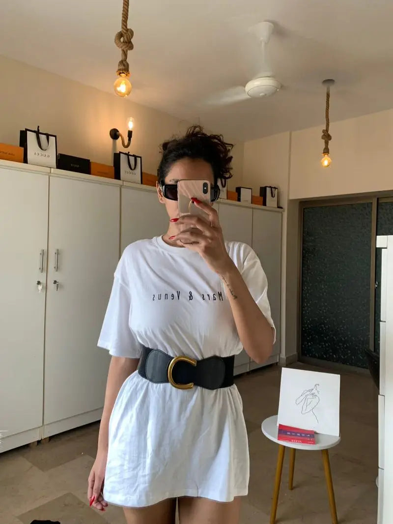 Women Wide Elastic Waist Belt for Dress Ladies Stretch Belt Plus Size with Gold Big Buckle