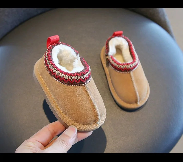 Baby Warm Casual Flat Low Top Snow Boots 2025 Winter Fashion Childrens' Concise Soft Soled Comfortable Non Slip Cotton Shoes