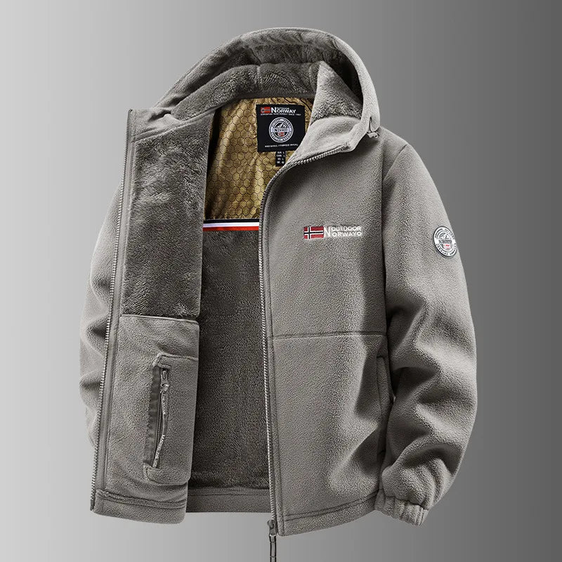 Men's Autumn Winter Fleece Jacket European-Style Hooded Warm Outdoor Thickened Couples' Coats New Arrivals