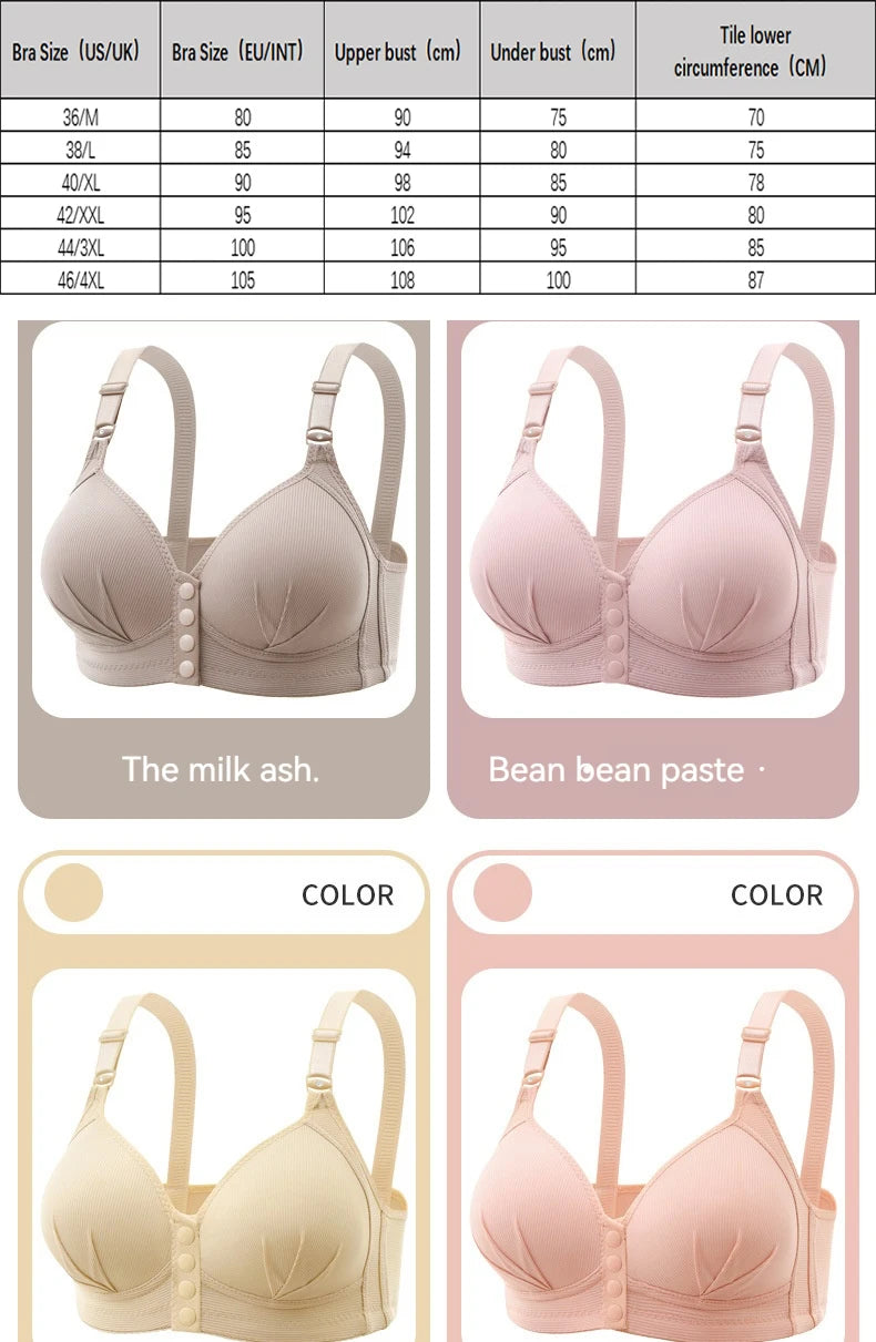 New Front Button Type Sexy Brassiere Anti-sagging Gathered No Steel Ring Ladies Mother Large Size Thin Section Underwear Bra