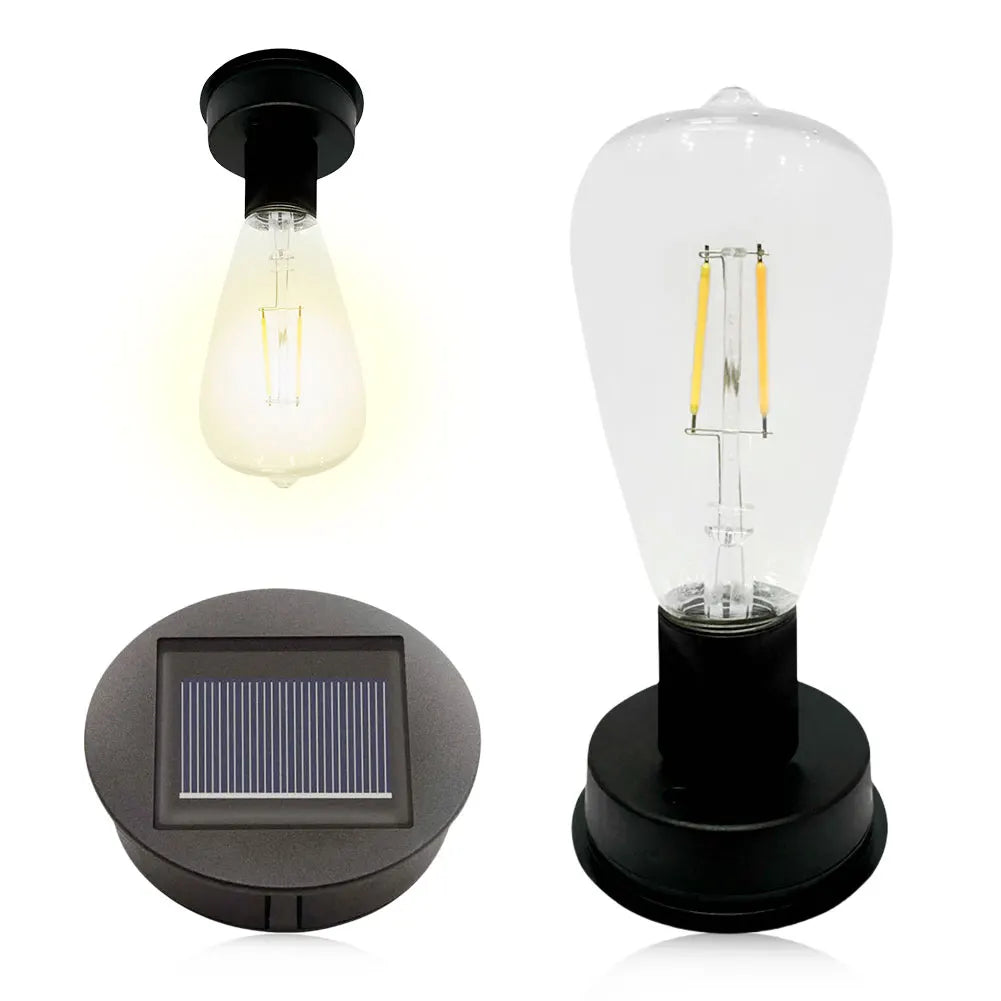 7cm Solar Lamp Base with LED Bulb LED Lamp Holder IP44 Waterproof Atmosphere Decorate Light Holder for Outdoor Camping Picnic