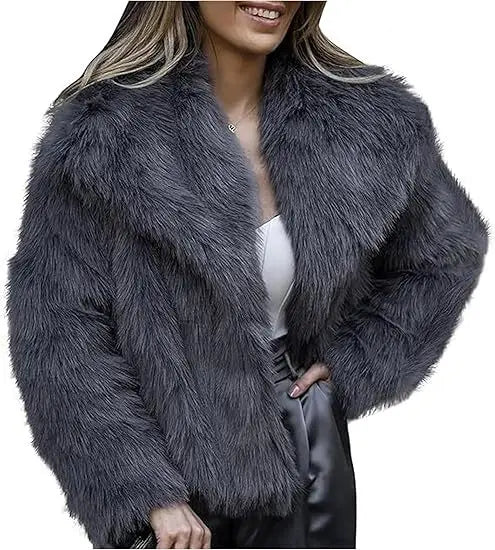 European and American Autumn and Winter New Faux Fur Coat Plus-size Women's Top Anti-fox Fur Lapel, Short Faux Fur Style Outcoat