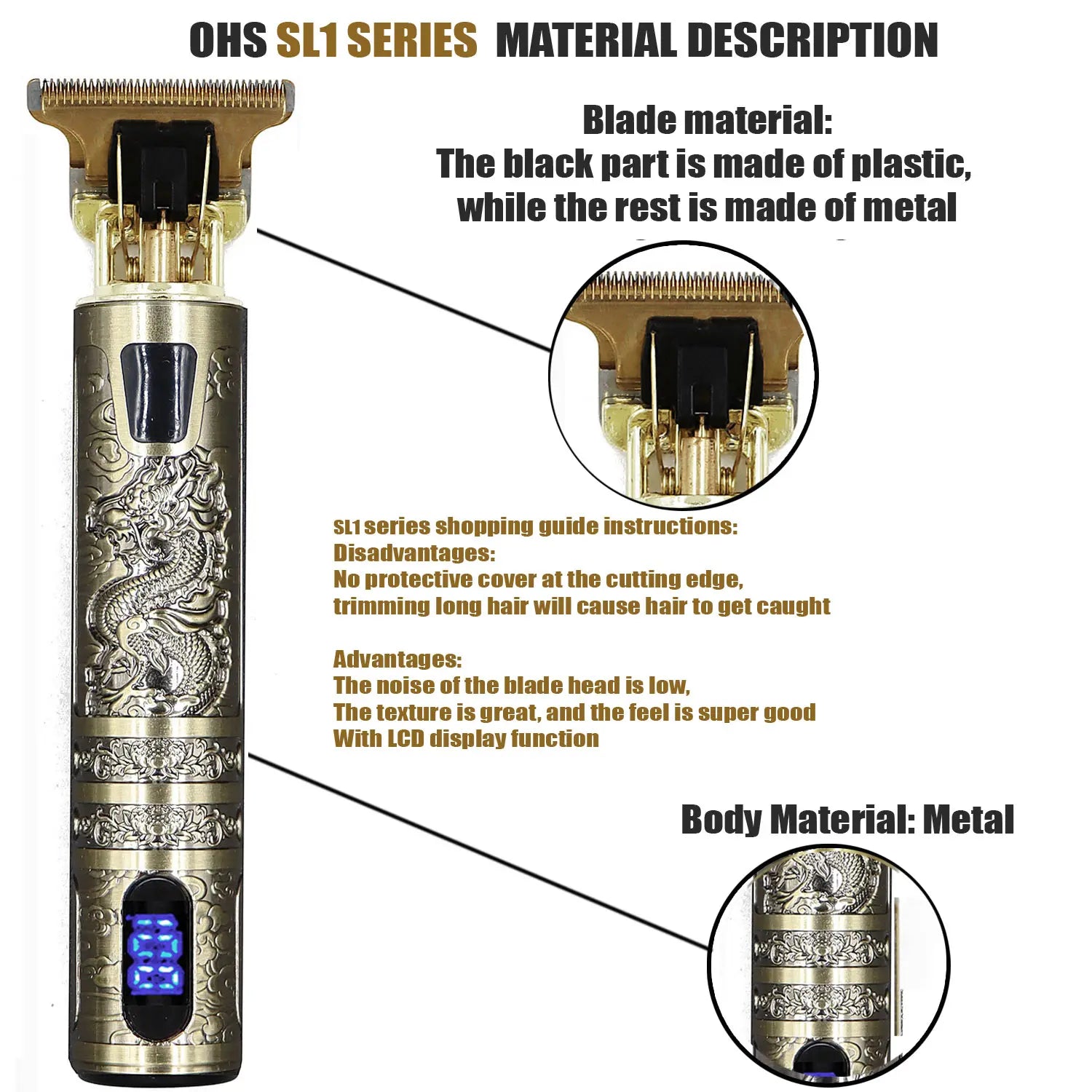OHS Rechargeable  Vintage T9 Cordless Hair Cutting Machine Electric Shaver For Man Hair Clipper Barber Trimmer Beard Razors