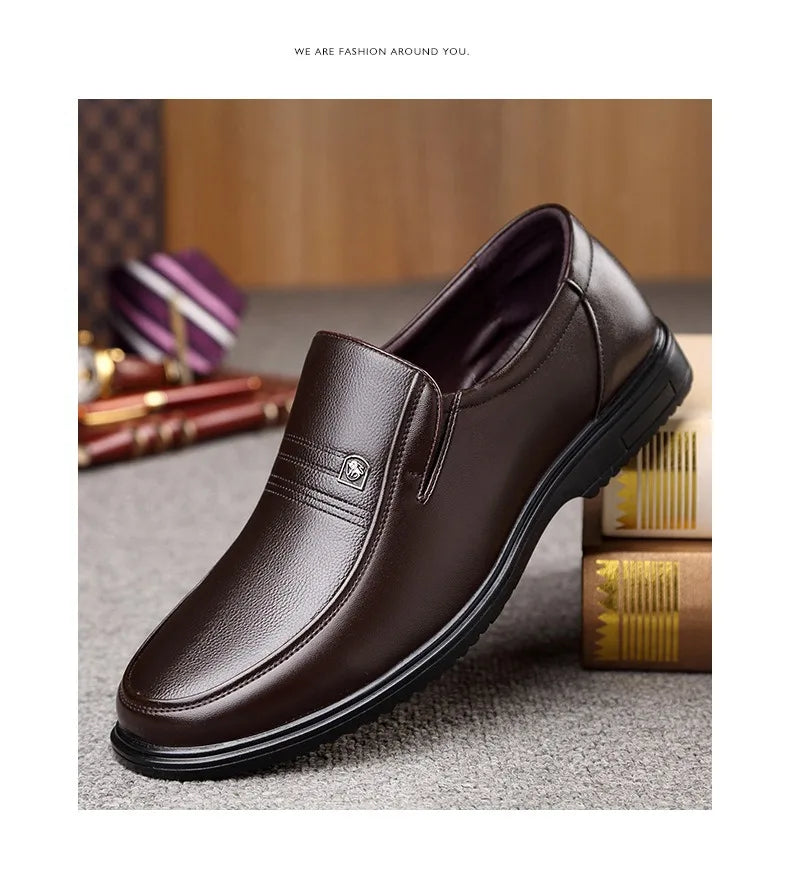 Handmade Genuine Leather Shoes Men Loafers Business Casual Shoes Classic Soft Leather Hombre Breathable Flat Shoes