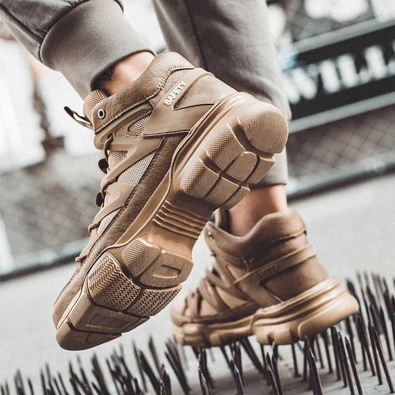 Work Safety Shoes Men's Safety Boots Anti-smash Work Shoes With  Plastic steel head Shoes Men Work Boots Anti-stab Safety Sneake