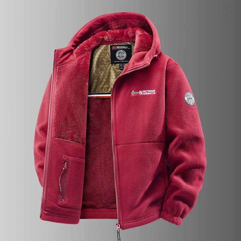 Men's Autumn Winter Fleece Jacket European-Style Hooded Warm Outdoor Thickened Couples' Coats New Arrivals