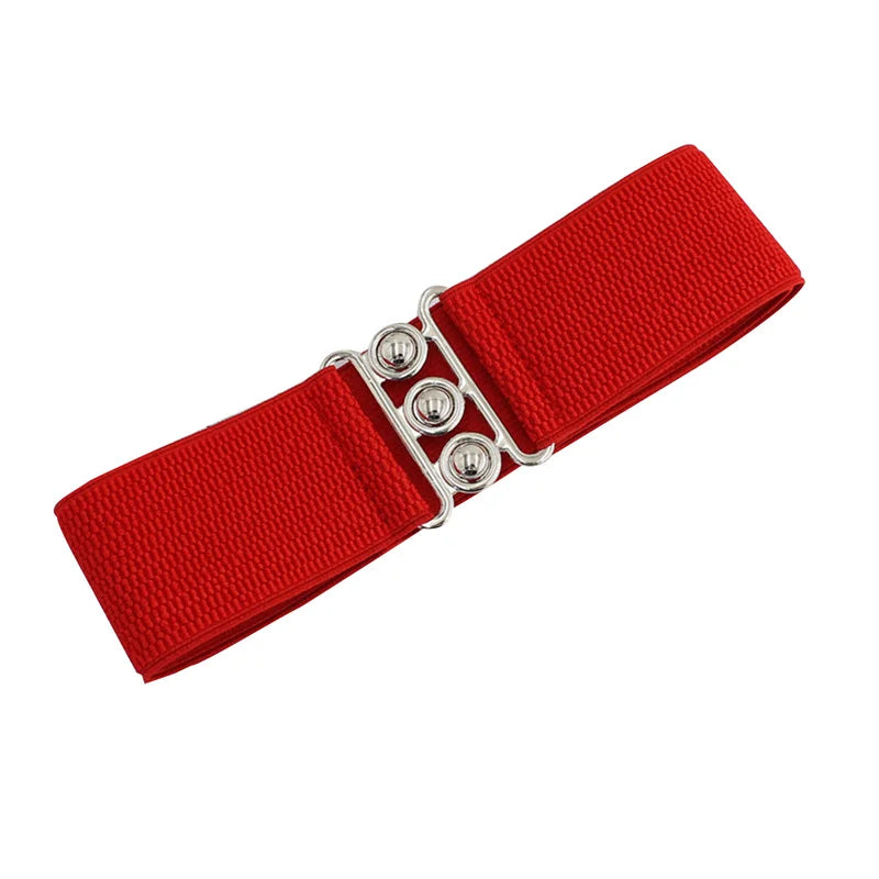 Women's Elastic Pair Buckle Belt Elastic Wide Belt Cummerbund Strap Belt Waist Decorative Waistband For Dresses Solid Color