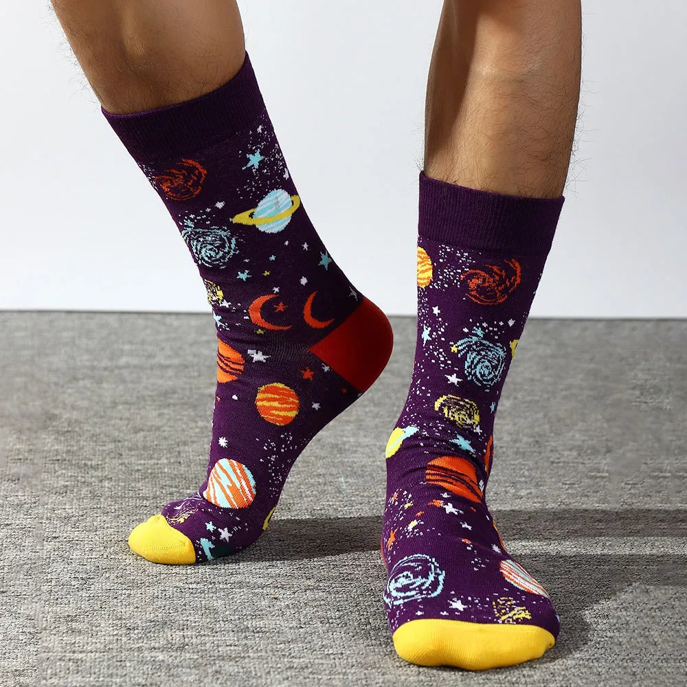 5 Pairs New High Quality Combed Cotton Men Socks Women Happy Fashion Novelty Skateboard Crew Casual Funny Socks for Men