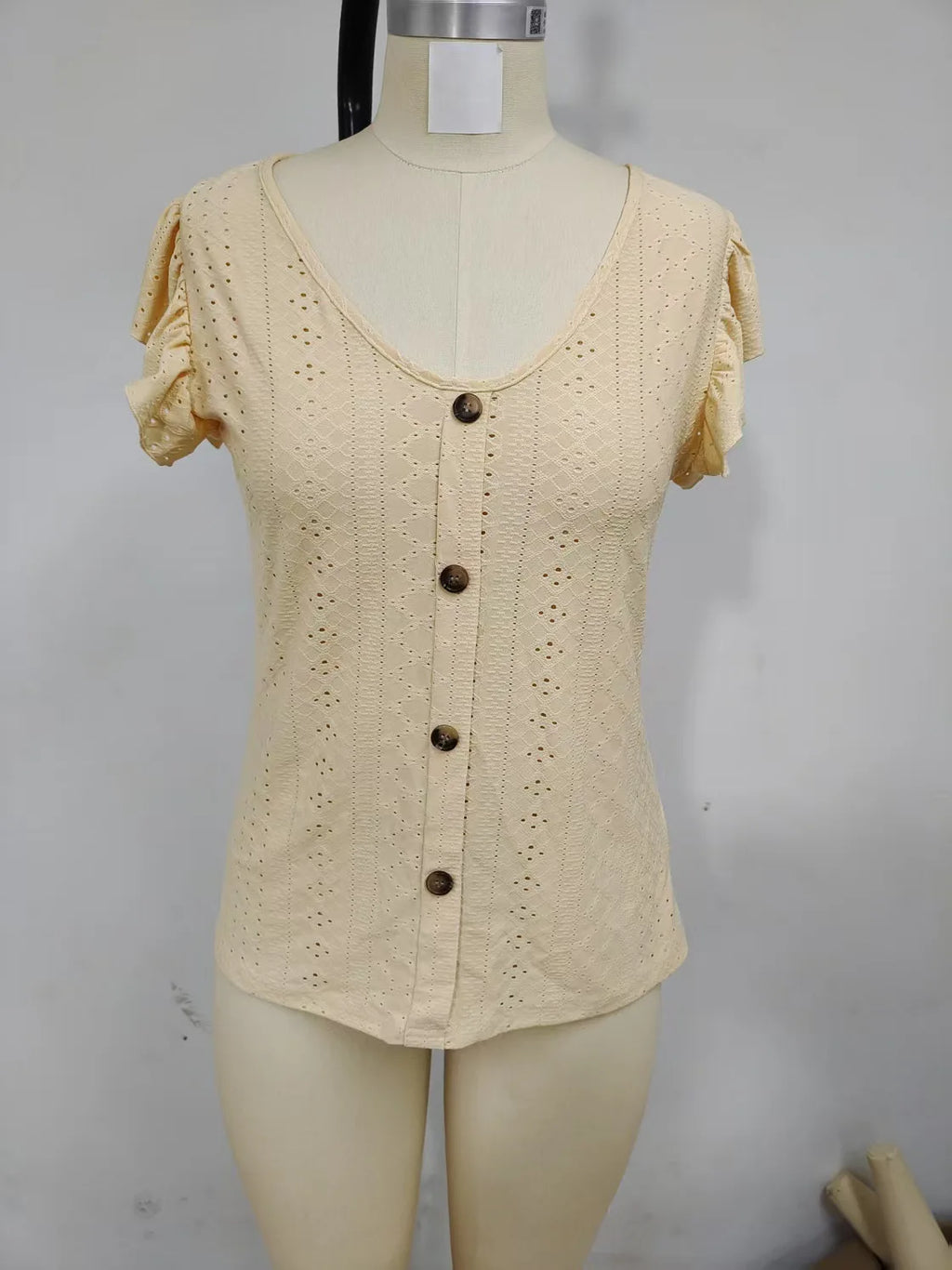 2025 Women's Sexy Tops Casual Solid Color V Neck Short Sleeve Shirts Summer Women's Button Casual Ladies Loose Fashion Blouses