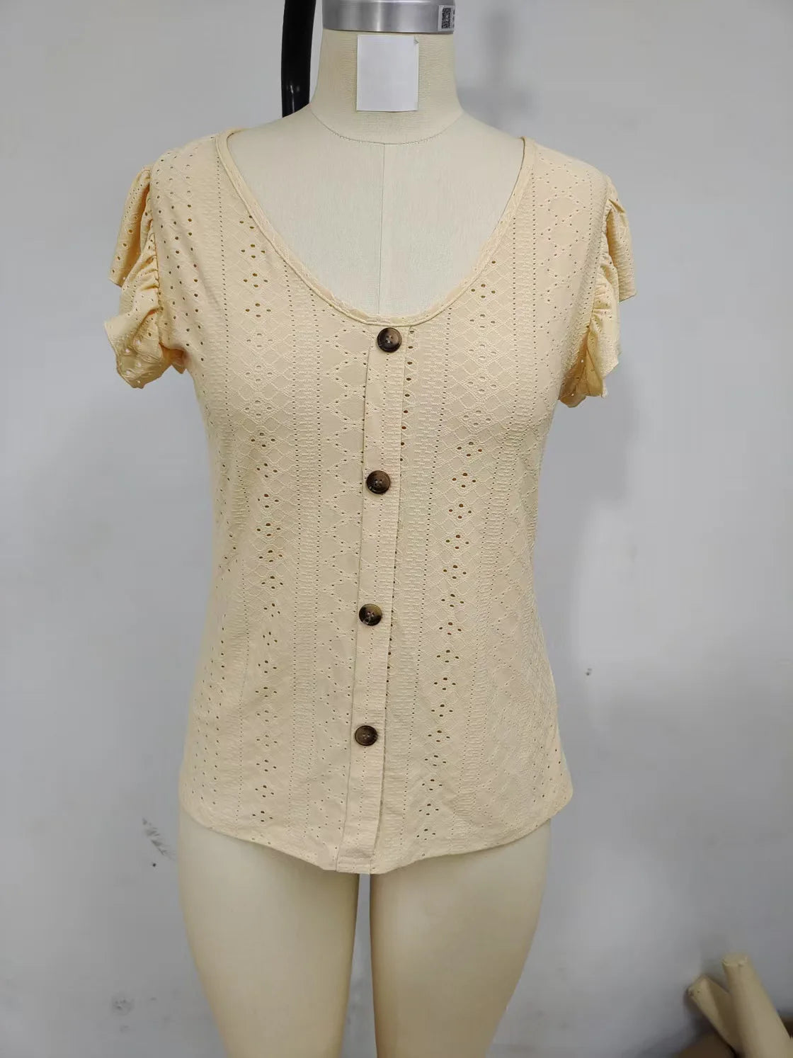 2025 Women's Sexy Tops Casual Solid Color V Neck Short Sleeve Shirts Summer Women's Button Casual Ladies Loose Fashion Blouses