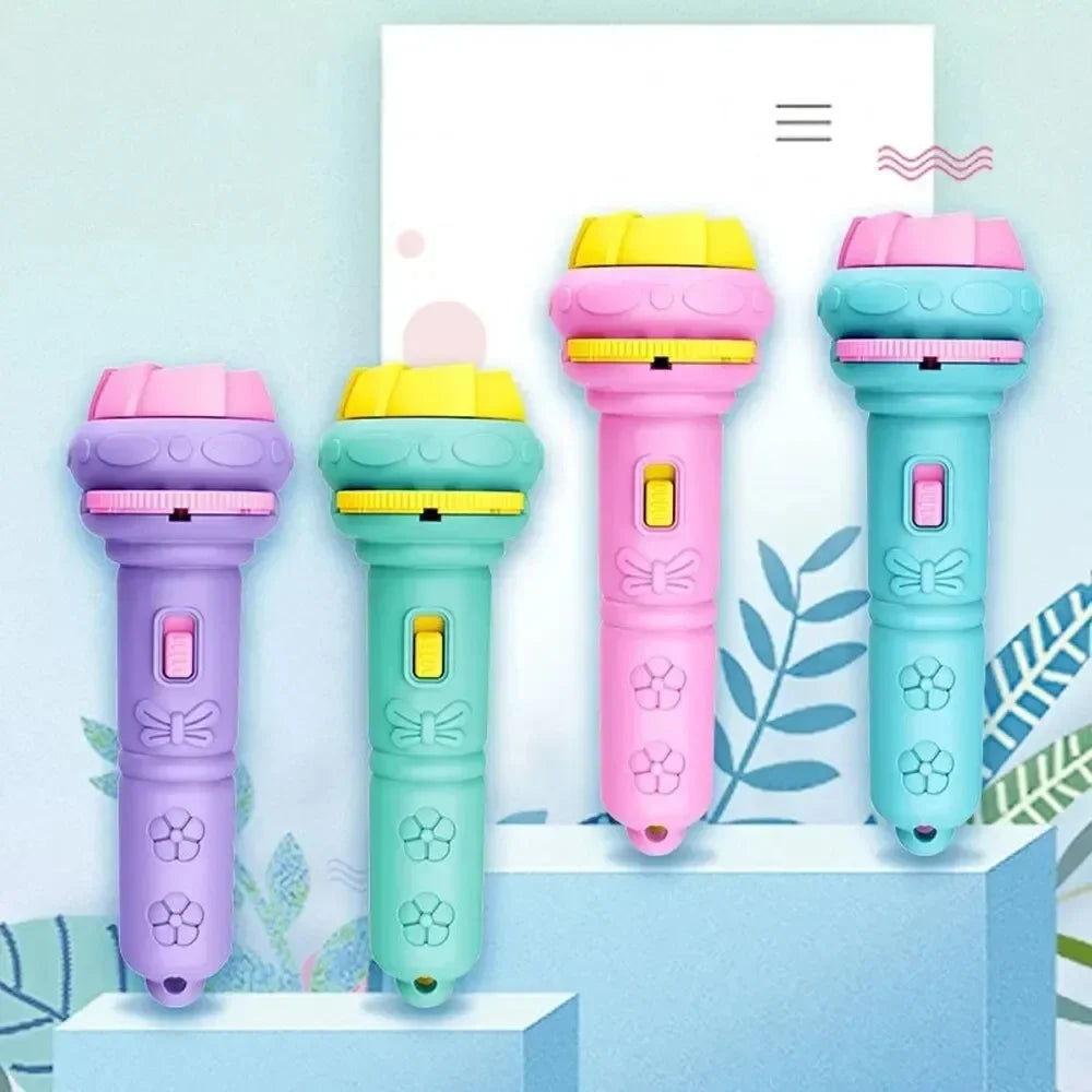 Kids Projector Flashlight with 10 Cards 80 Images Cartoon Night Light Projector Toy for Kids Bedtime Story Education Gift