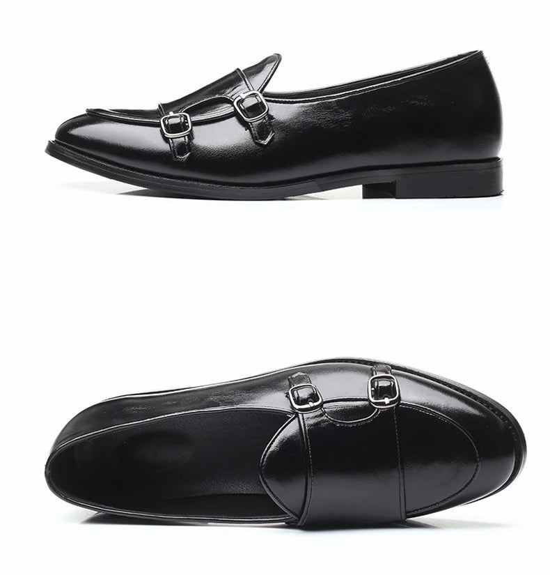 Man Shoes Leather Loafers designer Fashion Slip-on Casual Comfortable Double Monk Dress Shoe