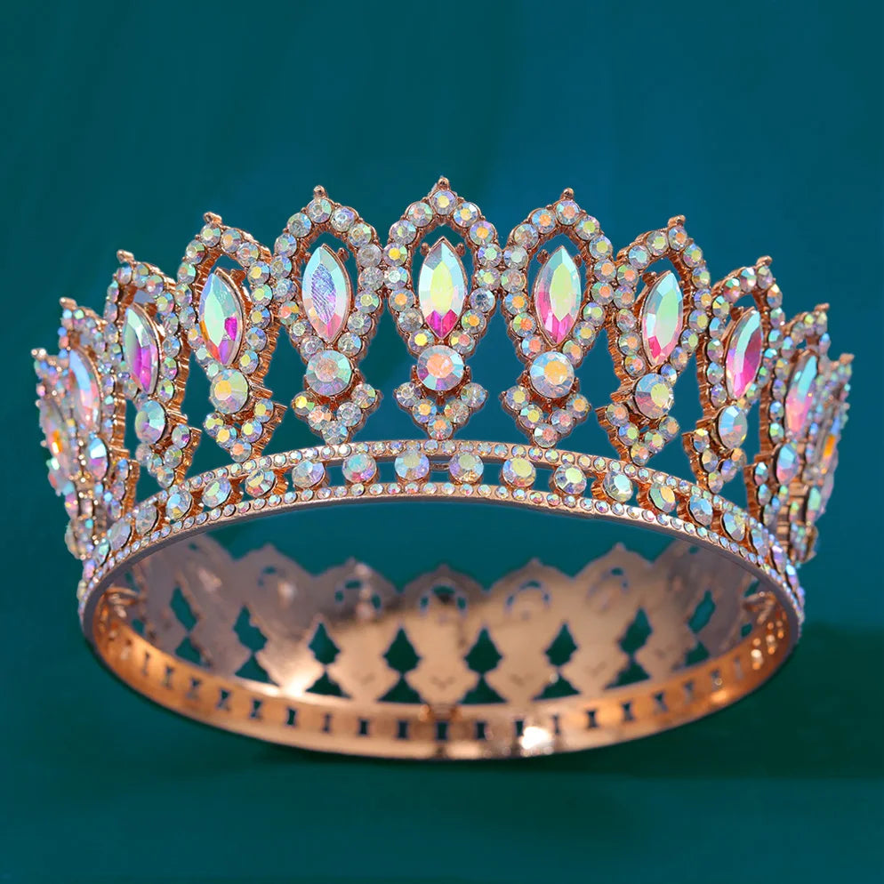 Vintage Bridal Tiara Baroque Marquise Rhinestone Round Crown Wedding Dress Accessories Crown Hair Jewelry Accessories