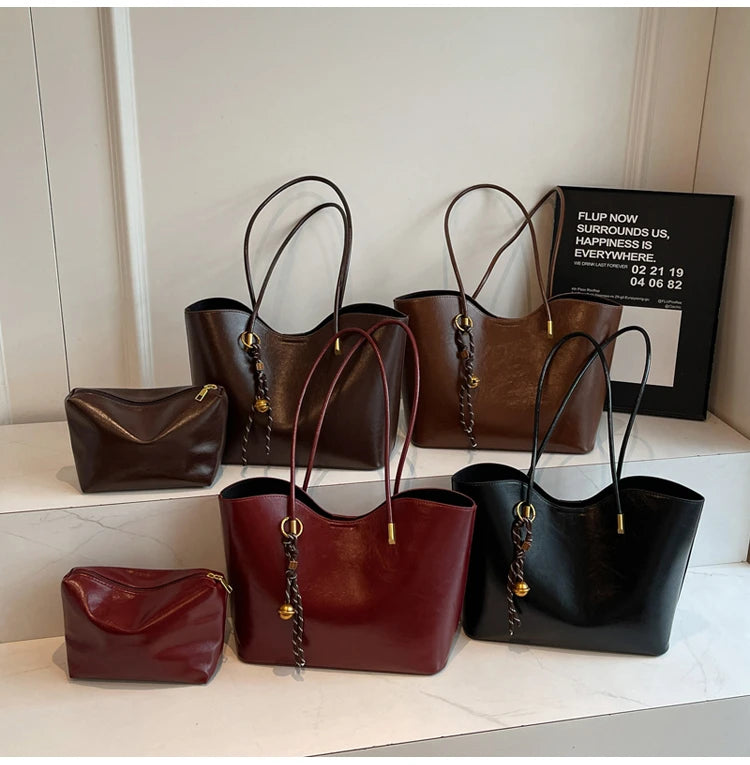 2025 Fashion Tote Bags for Women Versatile Commuting Women's Handbags PU Hasp Large Capacity Shoulder Bags High Quality