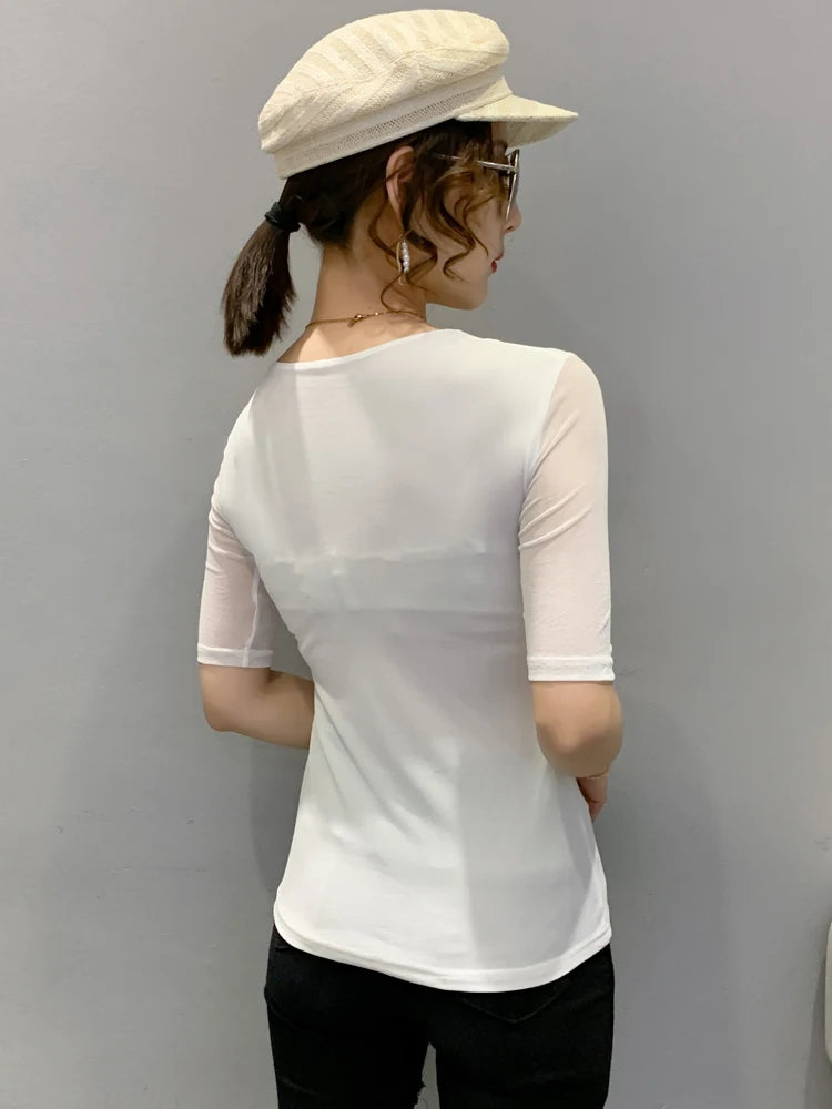 Women's Slim Fit V-Ne T-irt Me Inner Wear Top Spring Autumn Season Faionable Base irt Breathable Wear Resistant