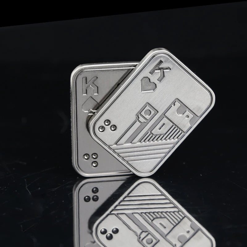 Metal Skull Push Slider Stress Relief Toy Anti Stress EDC Top Spinning Poker Toys Portable Decompress Magnetic Toys Adults Gifts