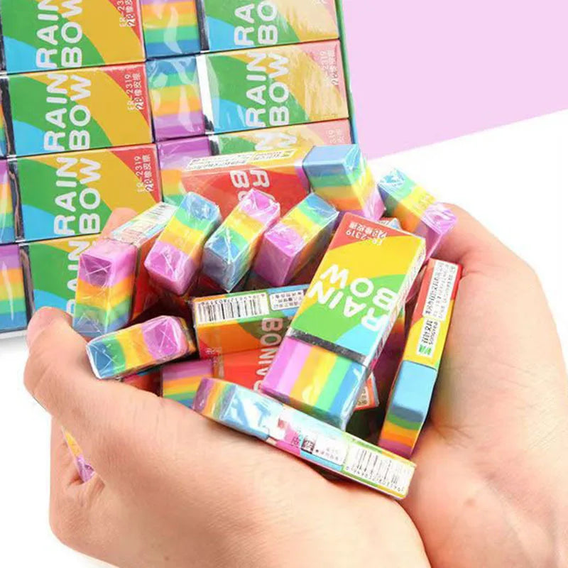 1 Piece Lytwtw's Cute Kawaii Creative Rainbow Eraser Rubber Stationery School Supplies Novelty Lovely Eraser