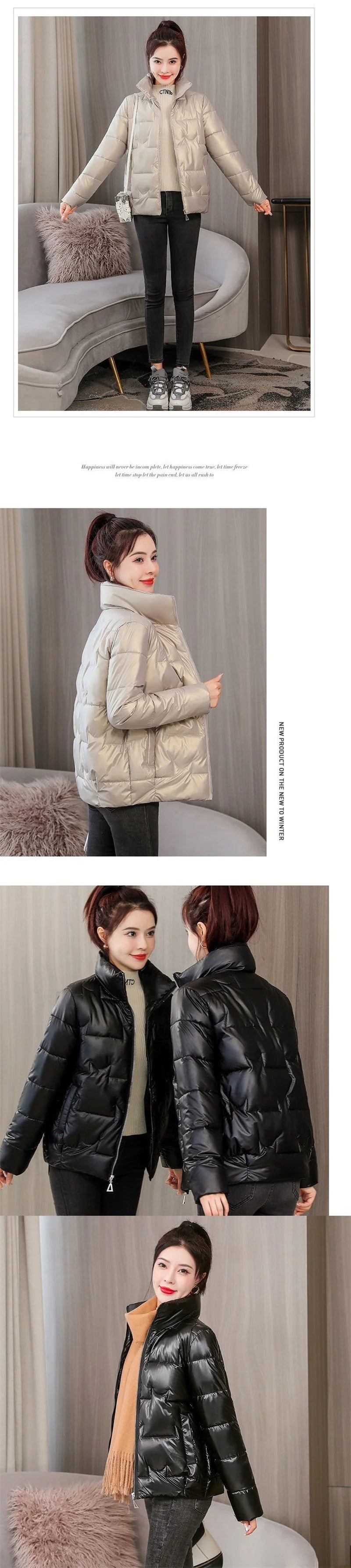 Winter Women Jacket 2022 New Fashion Glossy Cotton Padded Jacket Female Parkas Loose Short Thick Warm Casual Ladies Outwear