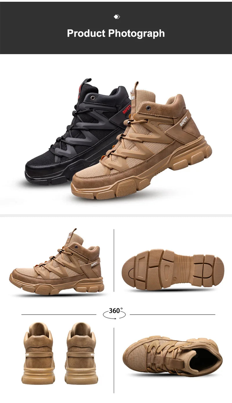 Safety Shoes Universal Breathable Outdoor Work Boots Steel Toe Anti-smash Puncture Proof Working Protective Sneakers for Men
